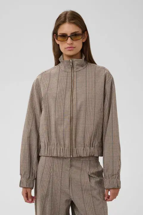 Kinabalu Brown Check Bomber Jacket