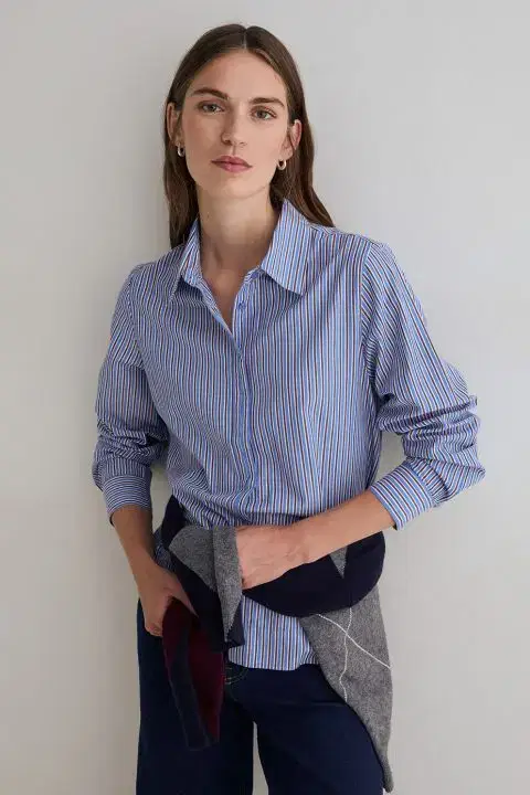 Blue Striped Poplin Shirt
