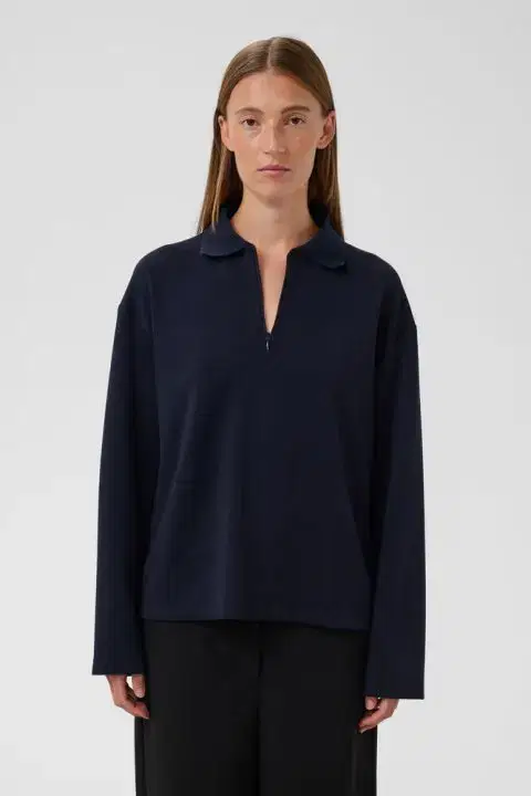 Marigold Navy Polo Sweatshirt