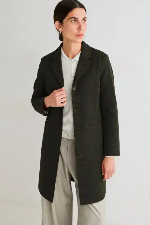 Green Herringbone Coat