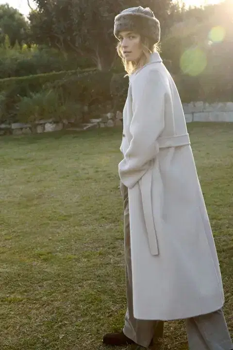 Ecru Wool Blend Coat