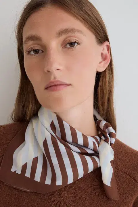 Striped-Print Silk Scarf