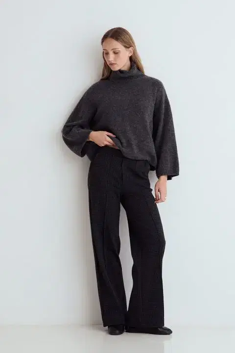 Dark Grey Check Trousers
