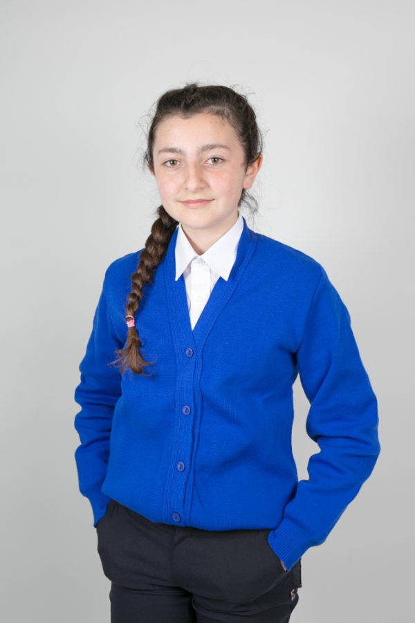 blue school cardigans