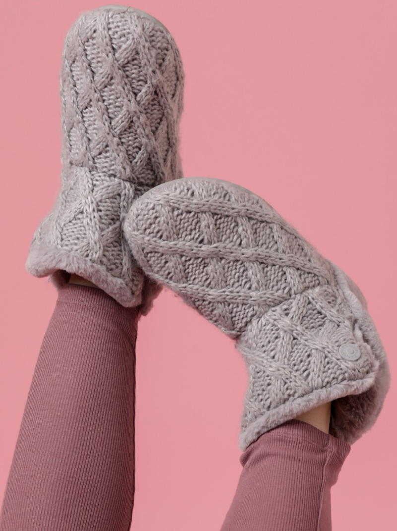 Shu Da Living Jenny Grey Knit Slippers
