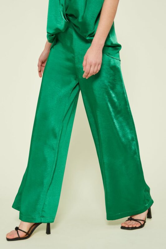 Van-Dos Cute Satin Green Trousers