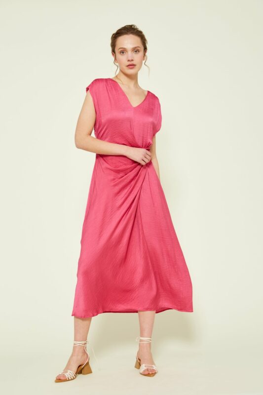 Satin Pink Midi Dress