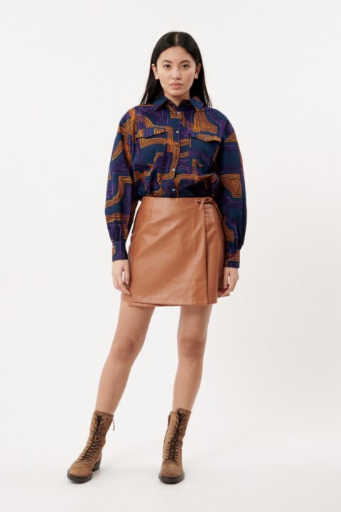 Frnch Romane Faux Leather Skirt