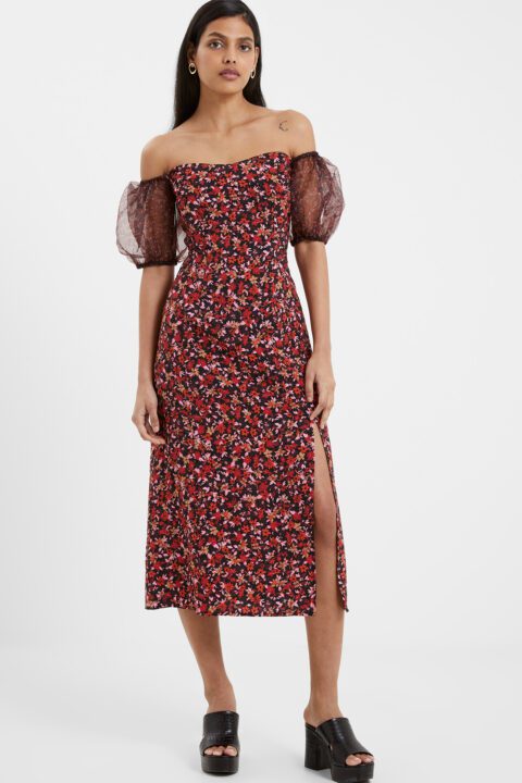 French Connection Clara Flavia Text Puff Sleeve Dress