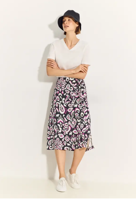 Cecil Print Midi Skirt