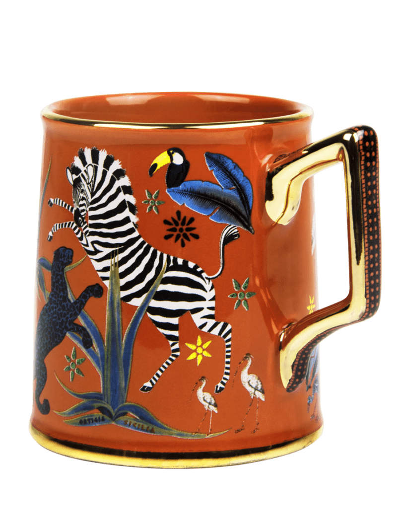 Ortigia Tazza Jungle Ceramic Corallo Mug