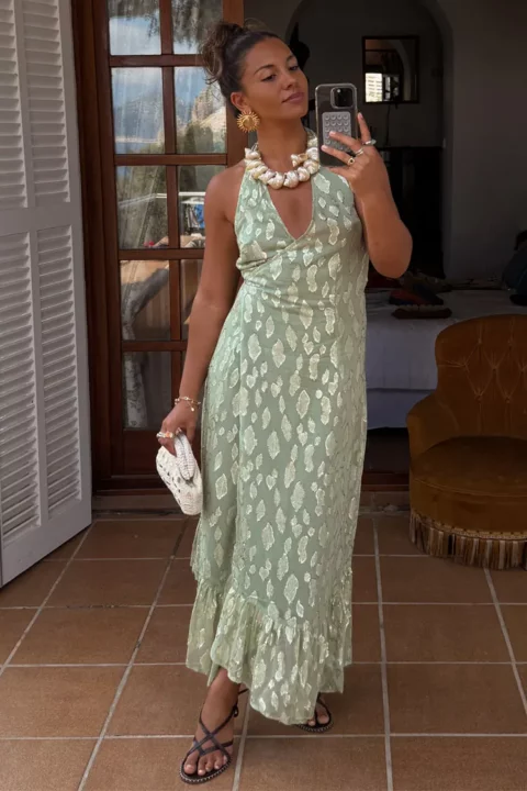 Sage Freya Jacquard Maxi Dress
