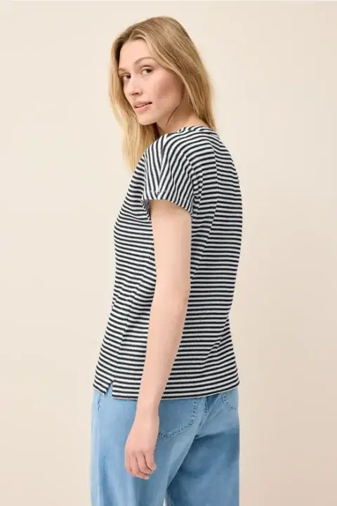 Cecil Navy Stripe V-Neck Top