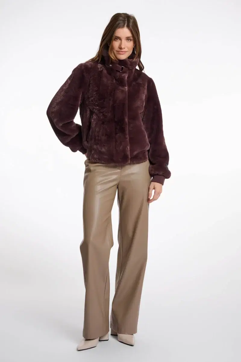 Ambra Chocolate Faux Fur Jacket - Image 3