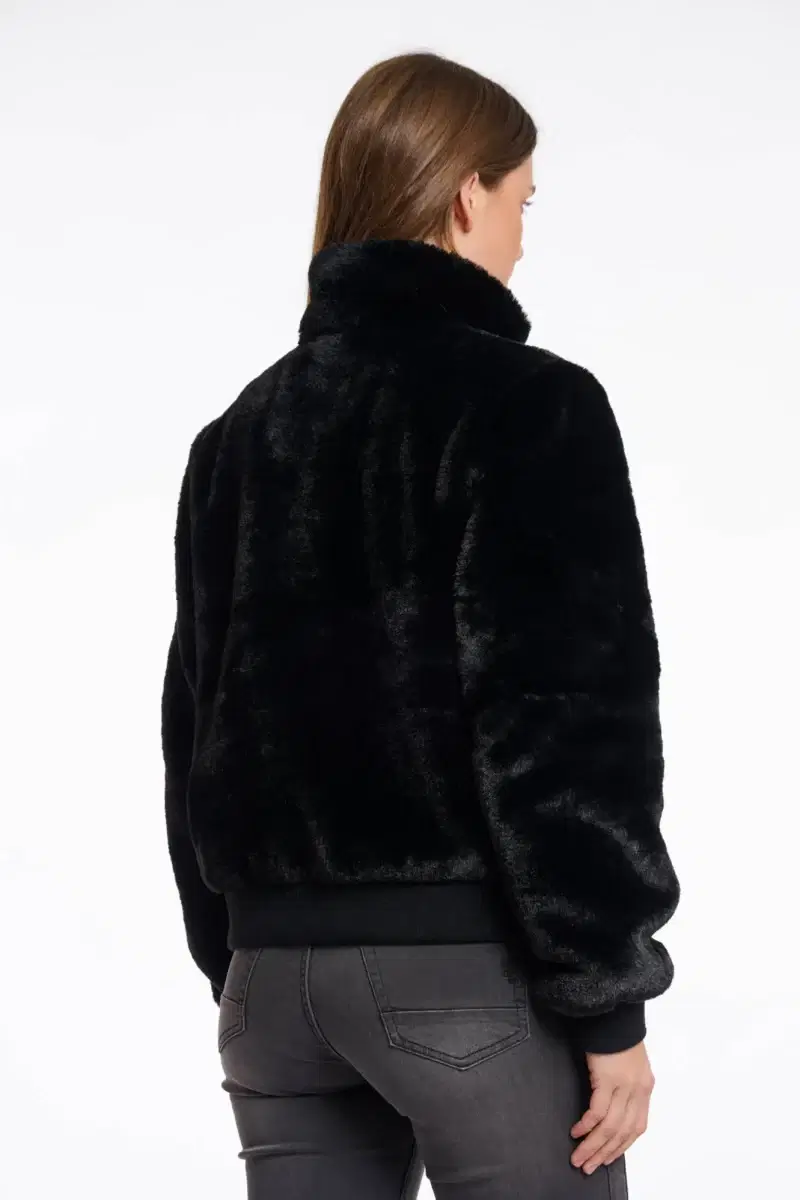 Ambra Black Faux Fur Jacket - Image 5