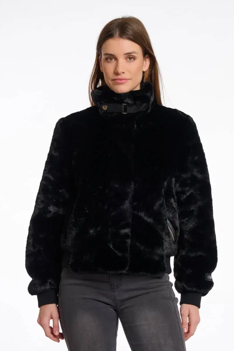 Ambra Black Faux Fur Jacket