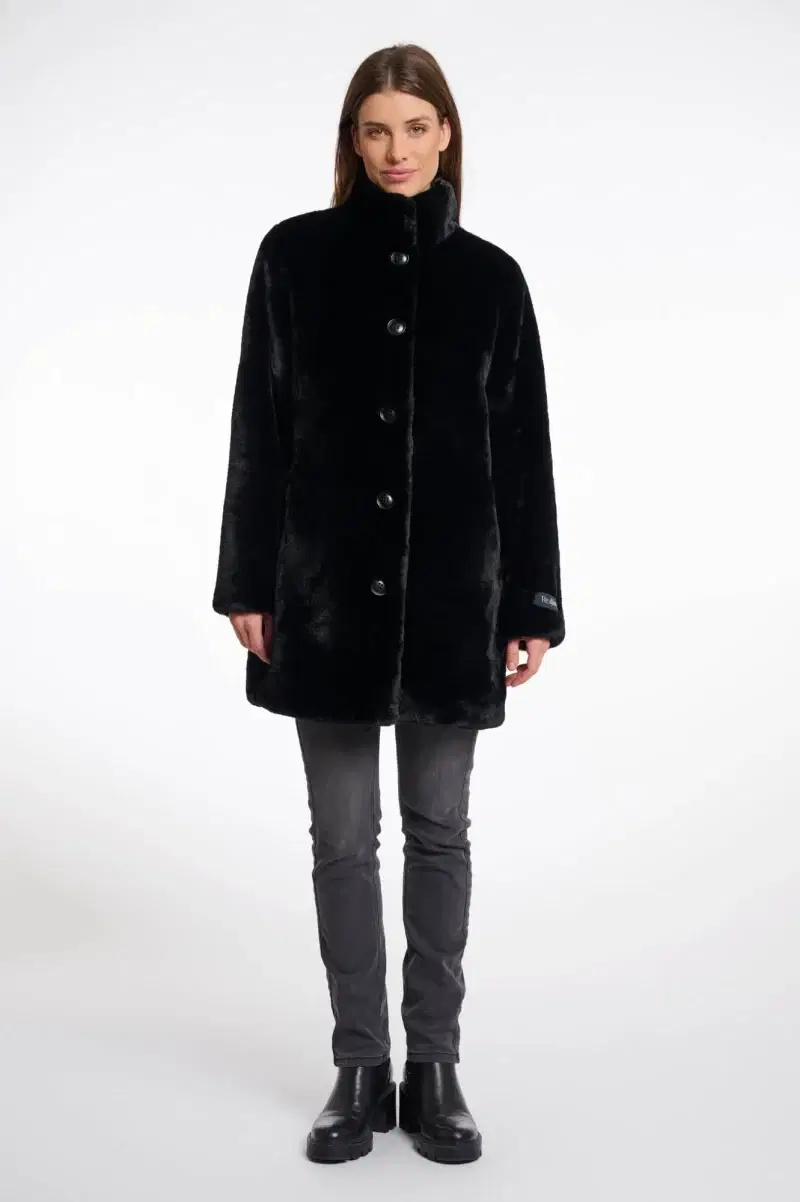 Nonna Black Faux Fur Coat
