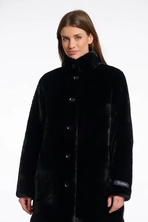 Nonna Black Faux Fur Coat