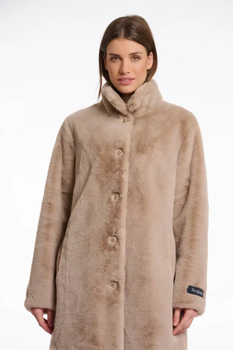 Nonna Oat Faux Fur Coat - Image 2