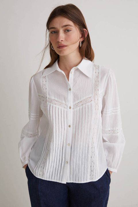 Violet White Blouse