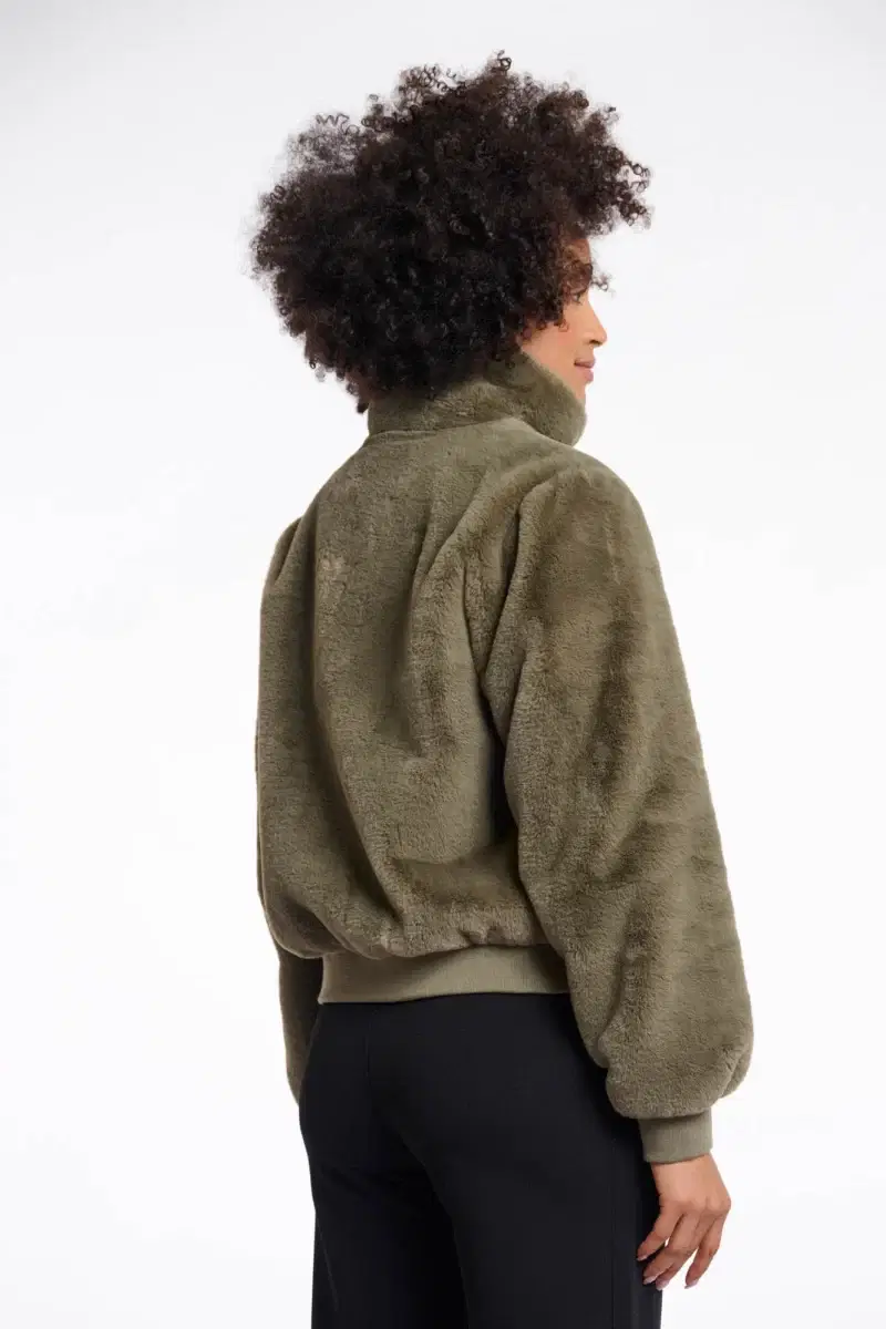 Ambra Green Faux Fur Jacket - Image 3
