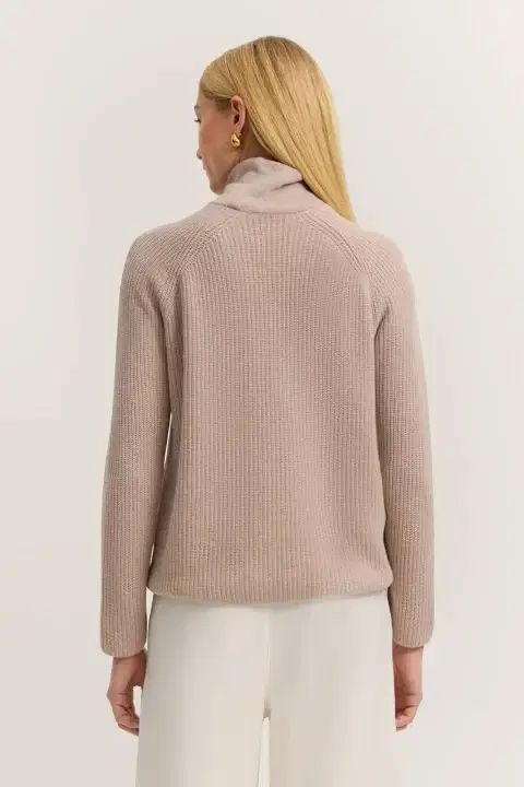 Beige Polo Neck Sweater