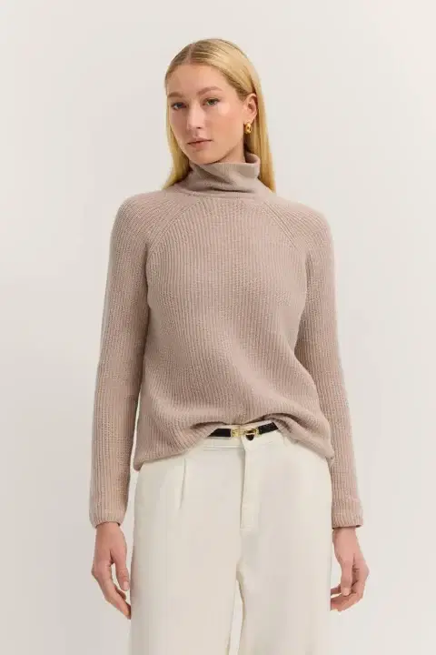 Beige Polo Neck Sweater