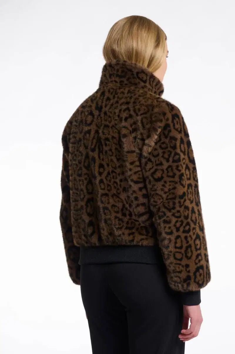 Ambra Leopard Faux Fur Jacket - Image 2