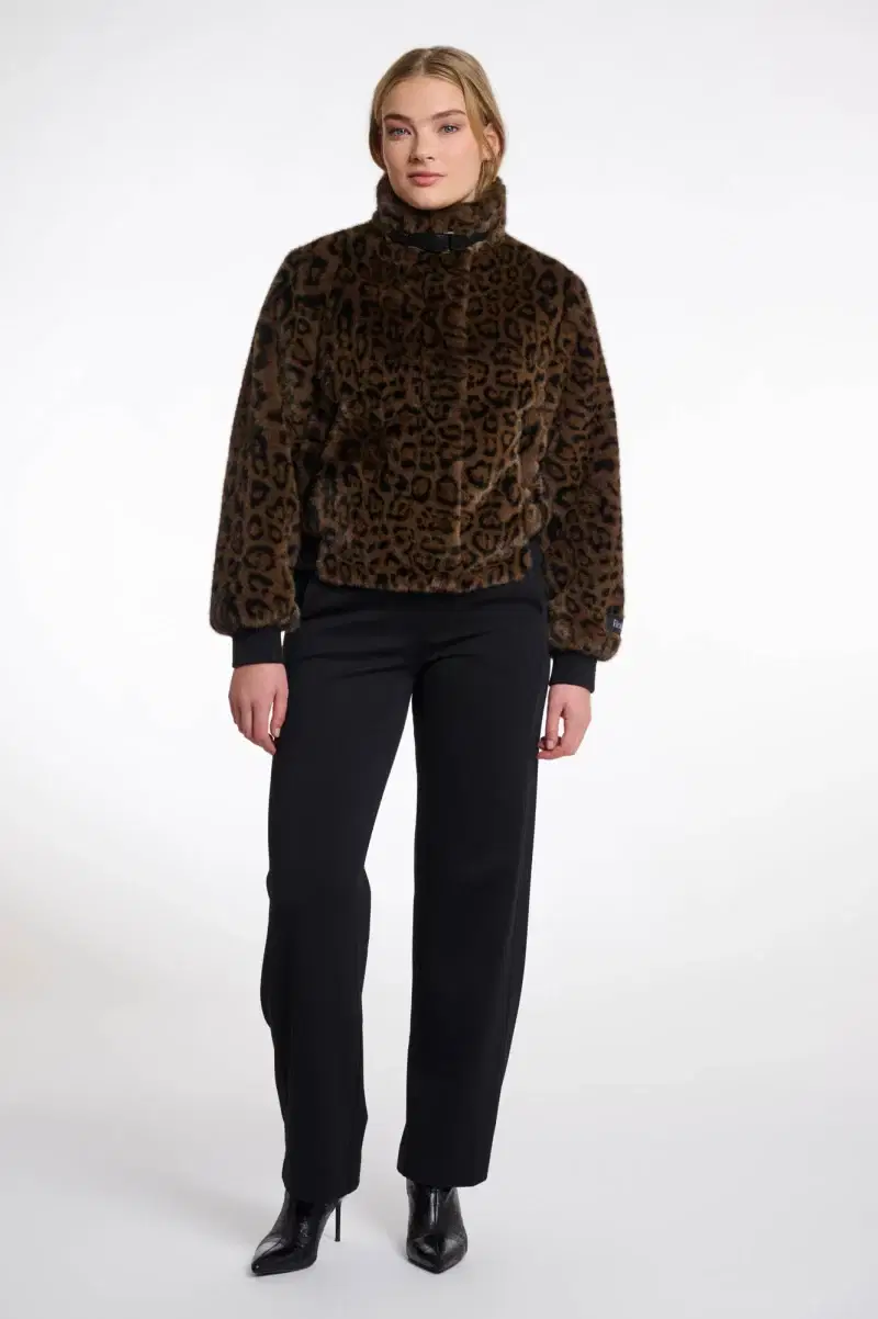 Ambra Leopard Faux Fur Jacket - Image 4