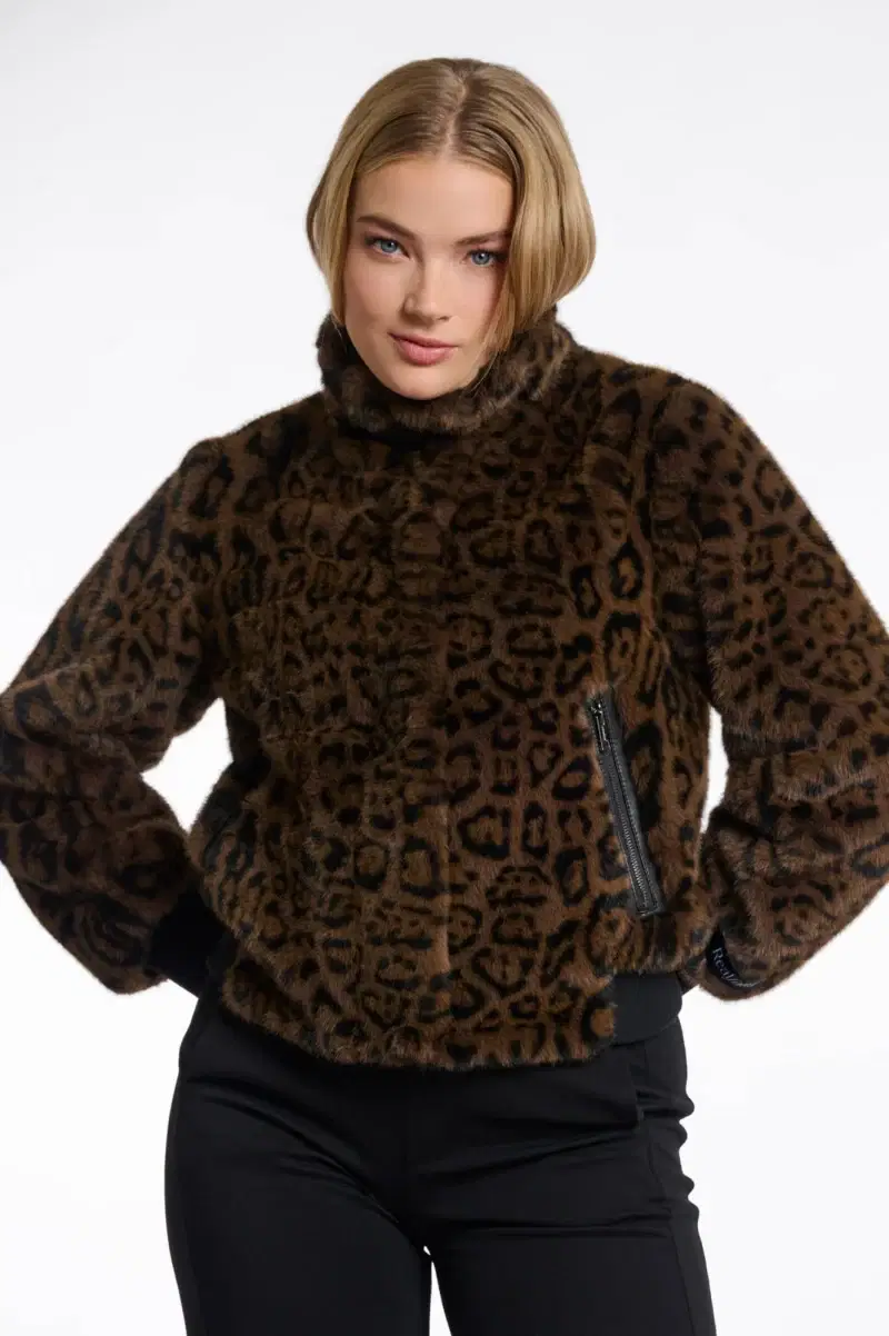 Ambra Leopard Faux Fur Jacket - Image 3