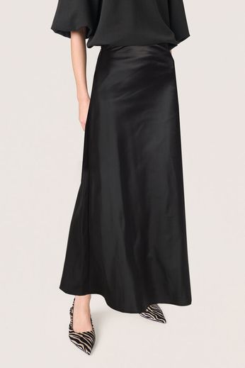 Anna Black Satin Skirt