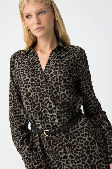 Leopard Khaki Dress
