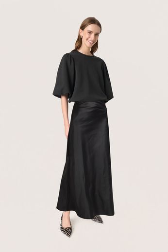 Anna Black Satin Skirt