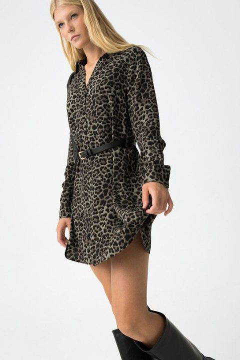 Leopard Khaki Dress
