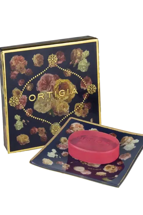Ortigia Rose Antiche Glass Plate & Soap