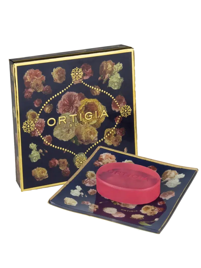 Ortigia Rose Antiche Glass Plate & Soap