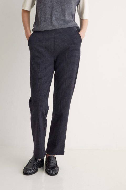 Jacquard Checkered Slim Fit Trousers