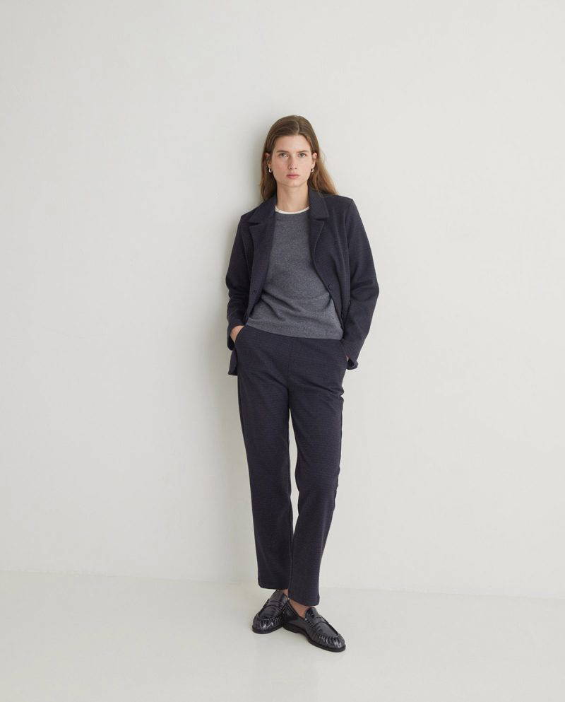 Jacquard Checkered Slim Fit Trousers - Image 3