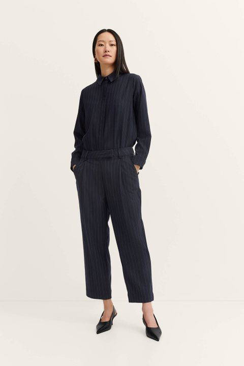 Navy Stripe Trousers