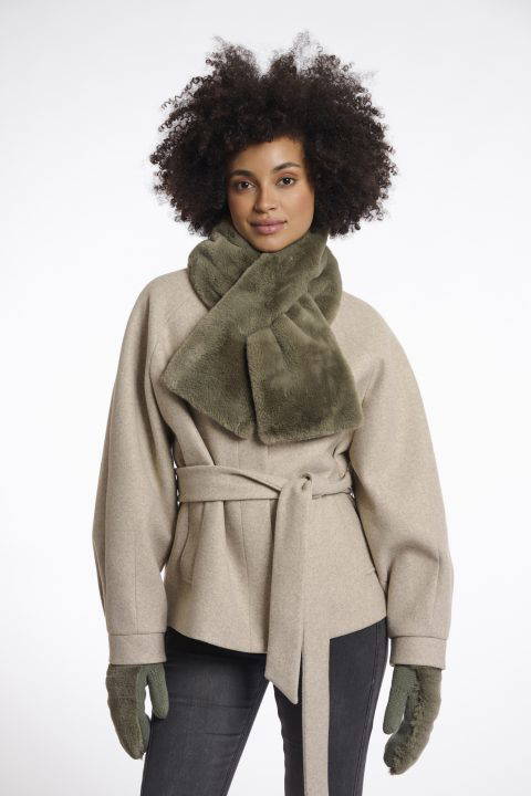 Stip Faux Fur Scarf