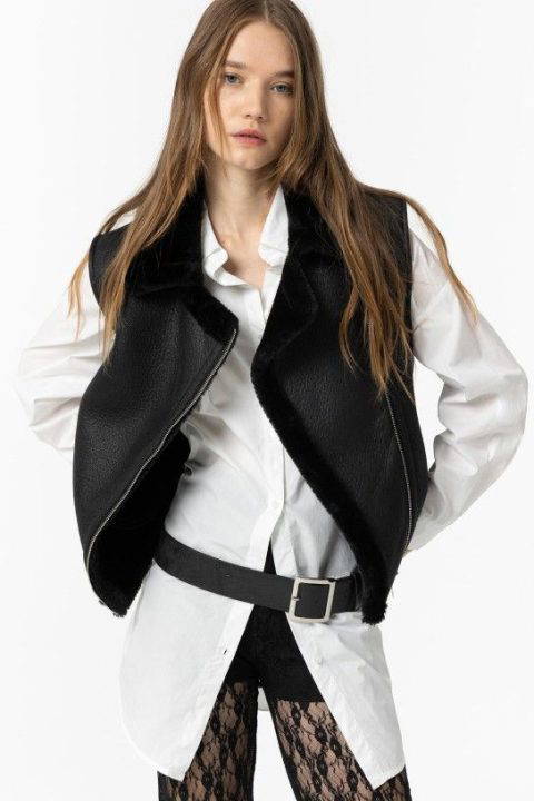 Icy Faux Leather Gilet