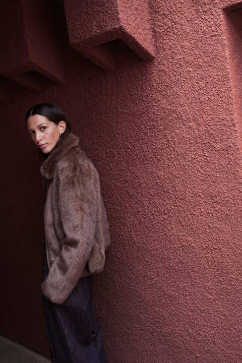 Madge Brown faux-fur short coat