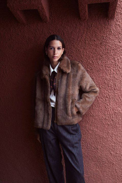 Madge Brown faux-fur short coat