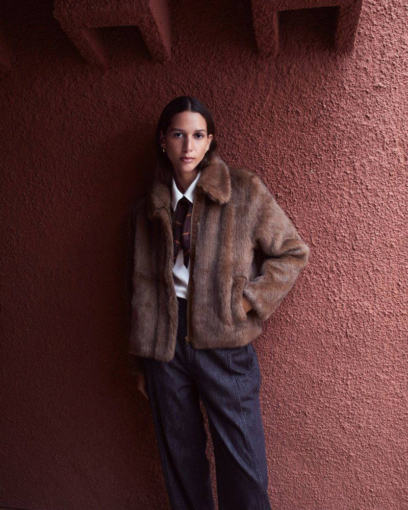 Madge Brown faux-fur short coat