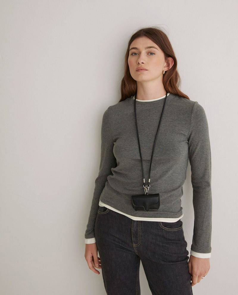Grey t-shirt with overlay neck
