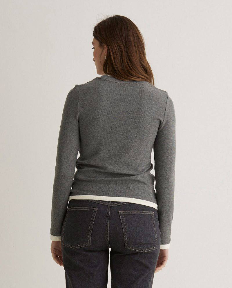 Grey t-shirt with overlay neck - Image 3