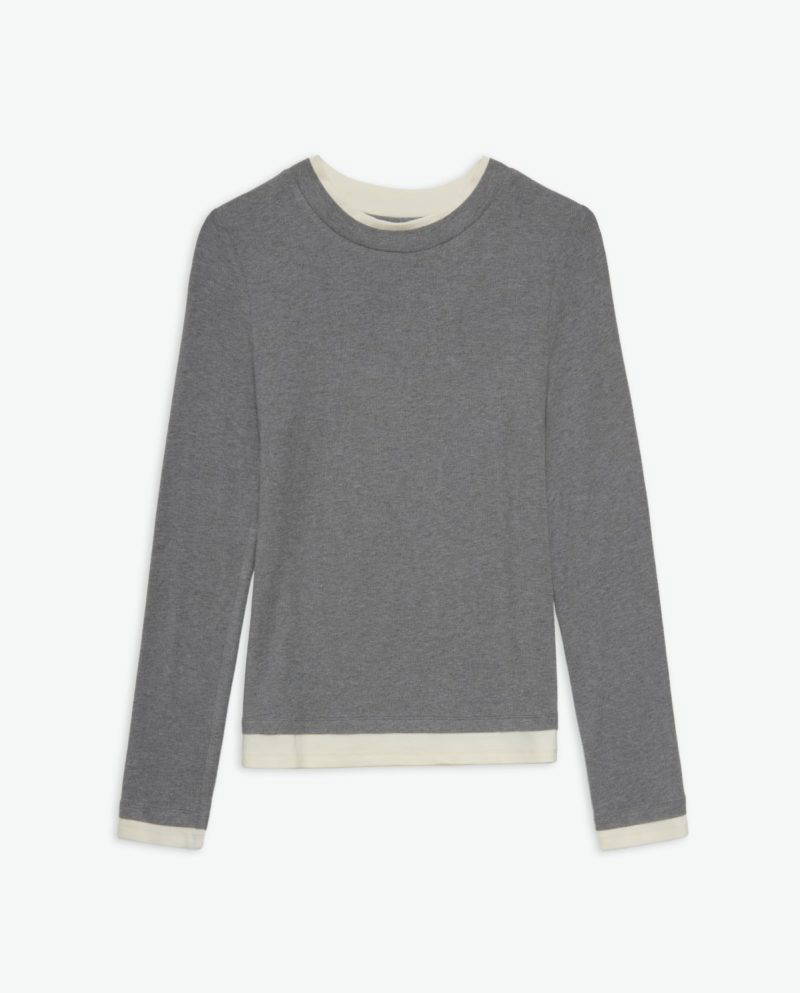 Grey t-shirt with overlay neck - Image 4