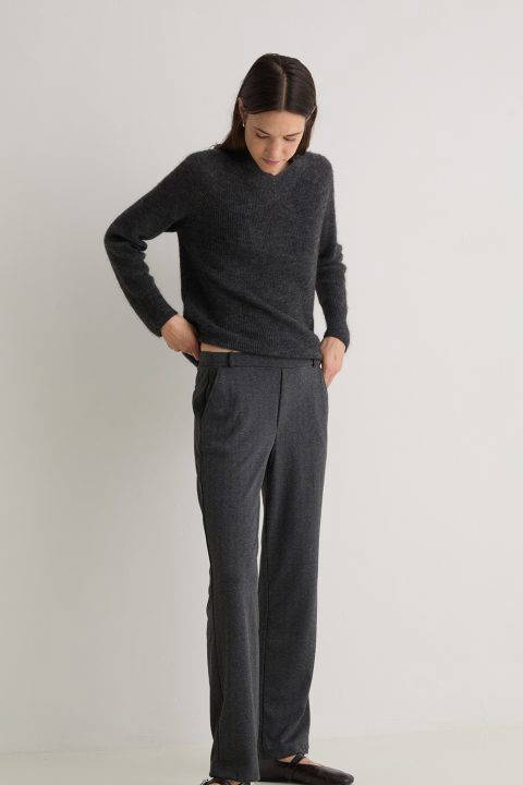 Anthracite herringbone knit trousers