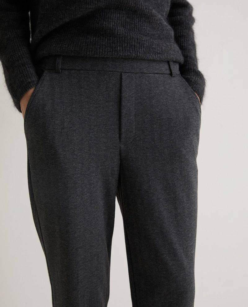 Anthracite herringbone knit trousers - Image 3