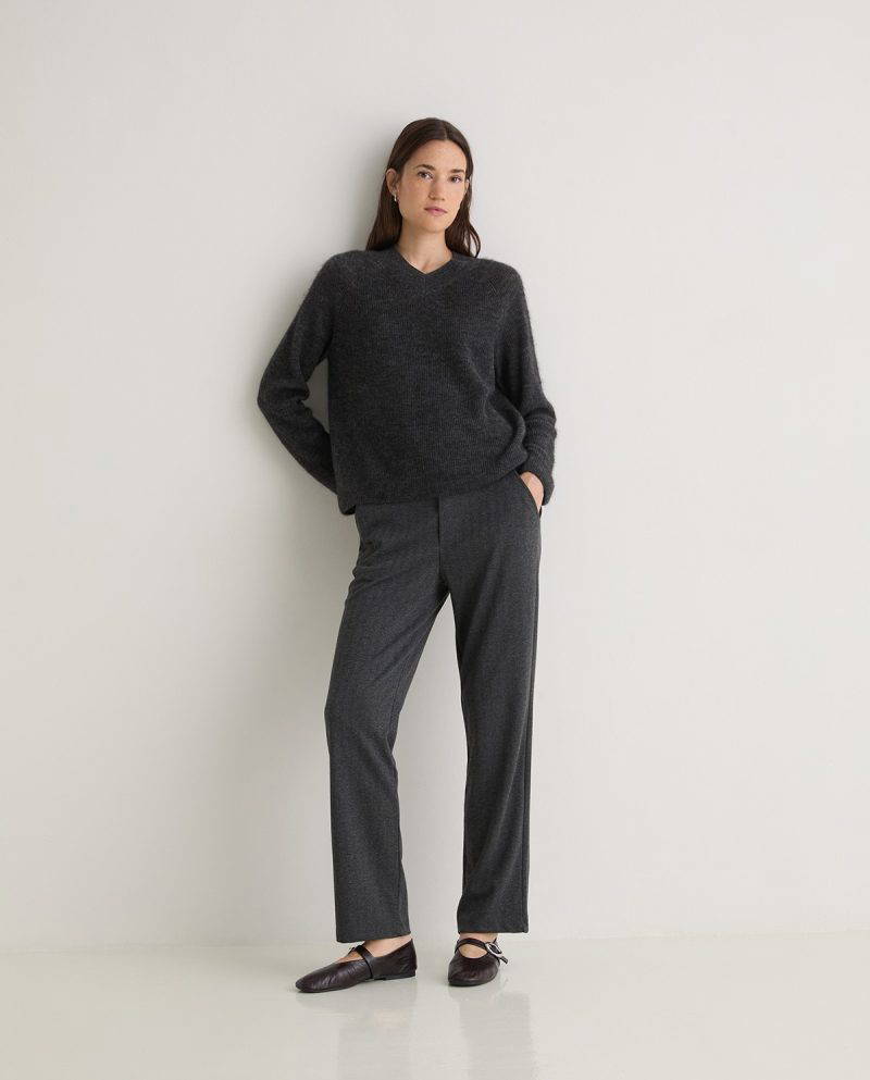 Anthracite herringbone knit trousers